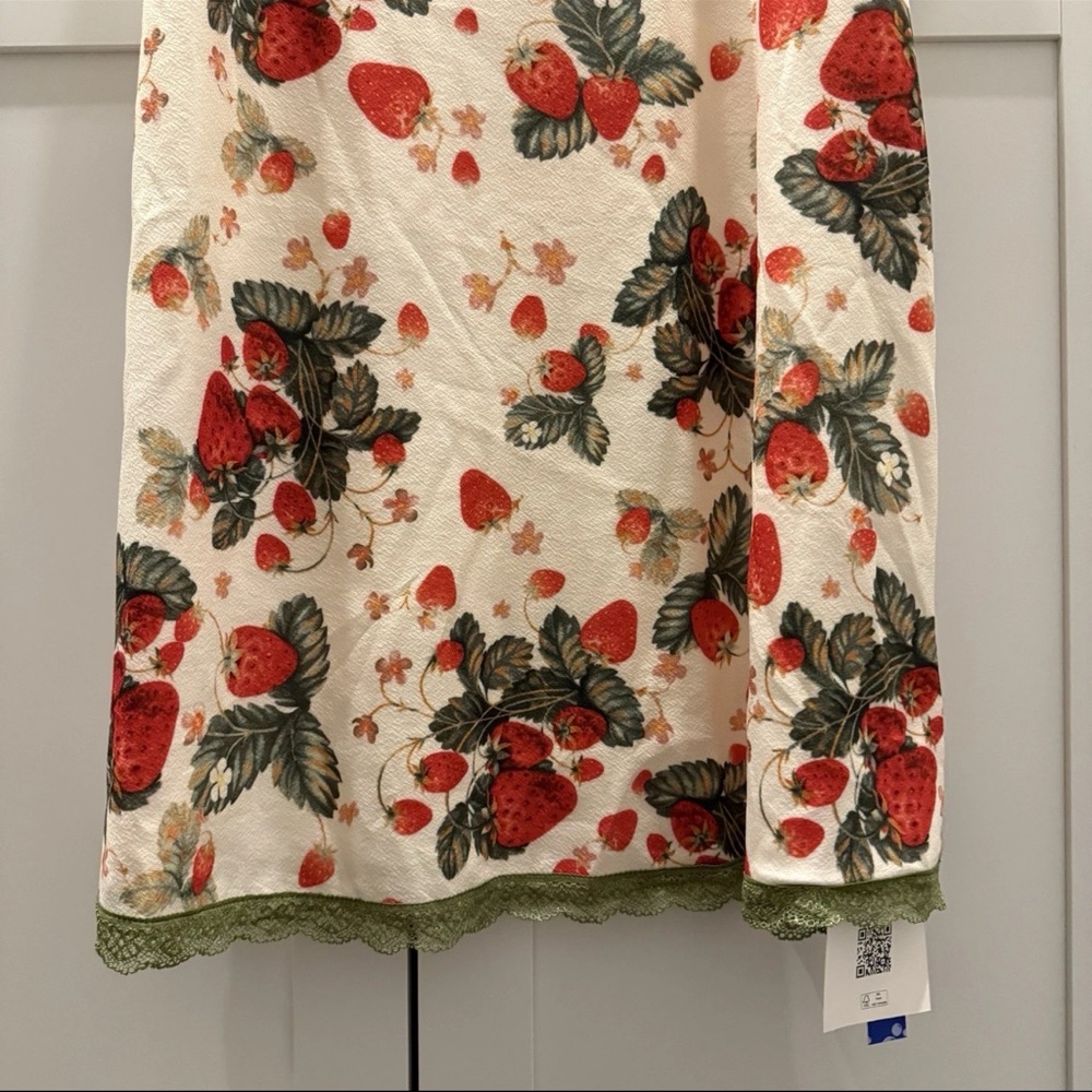 Cider Strawberry Floral Lace Trim Bow Midi Dress Fairy Cottagecore Coquette NEW! - Picture 10 of 16